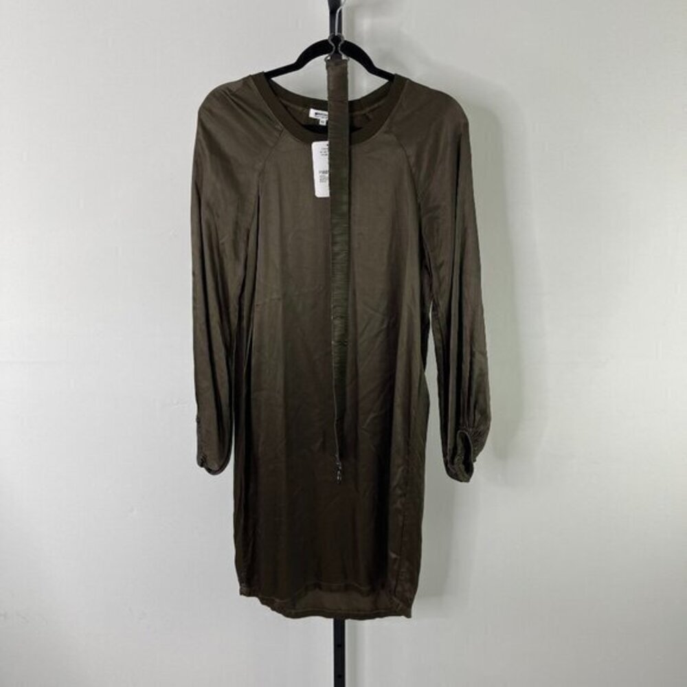 NWT LA Made Women's Army Green Crew Neck Unforgettable Belted Midi Dress Size XS